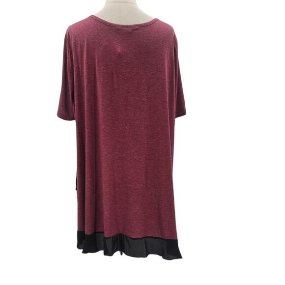 BLOOMCHIC 18-20 2X Plus Russet Contrast Overlap Round Neck Flared Top NWT B37 - Picture 4 of 9